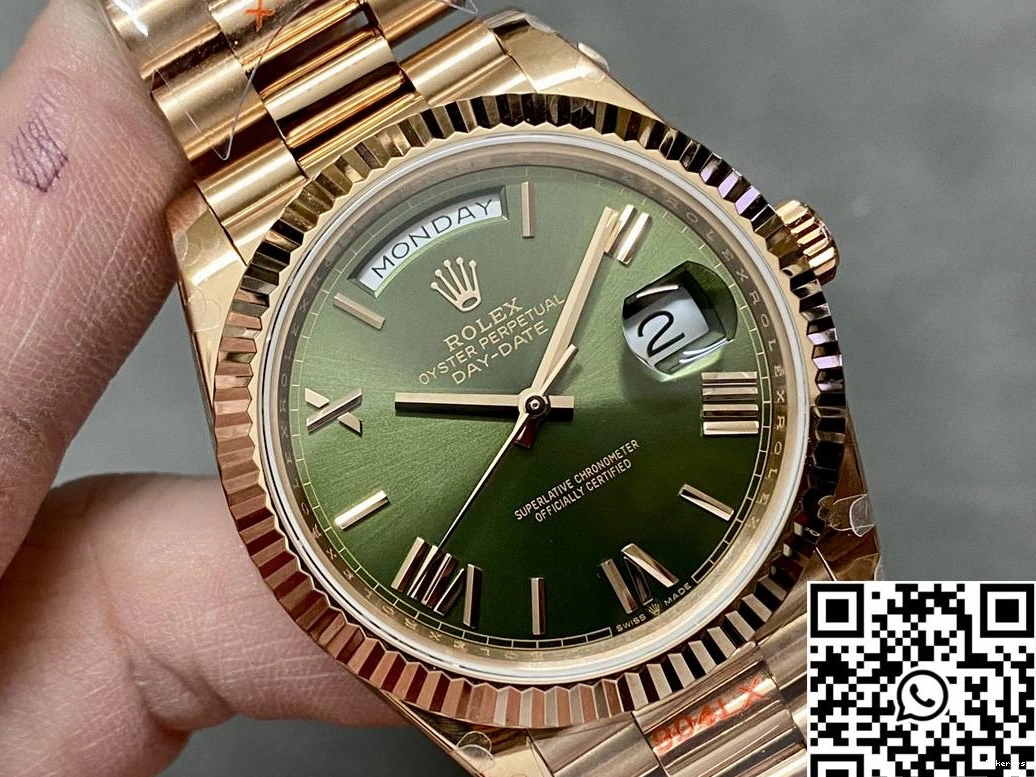 QF Rose Factory Steel Dial Rolex Green Day M228235-0025 Date Tungsten v5 Gold 0217